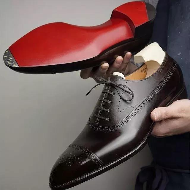 Men's classic business red sole leather shoes