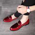 Suede Gold Buckle Slip On Shoes
