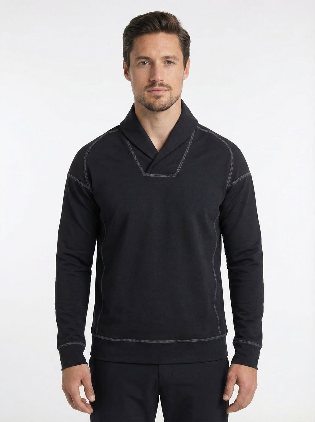 Men's Wicking Performance™ Shawl Collar Pullover - Black