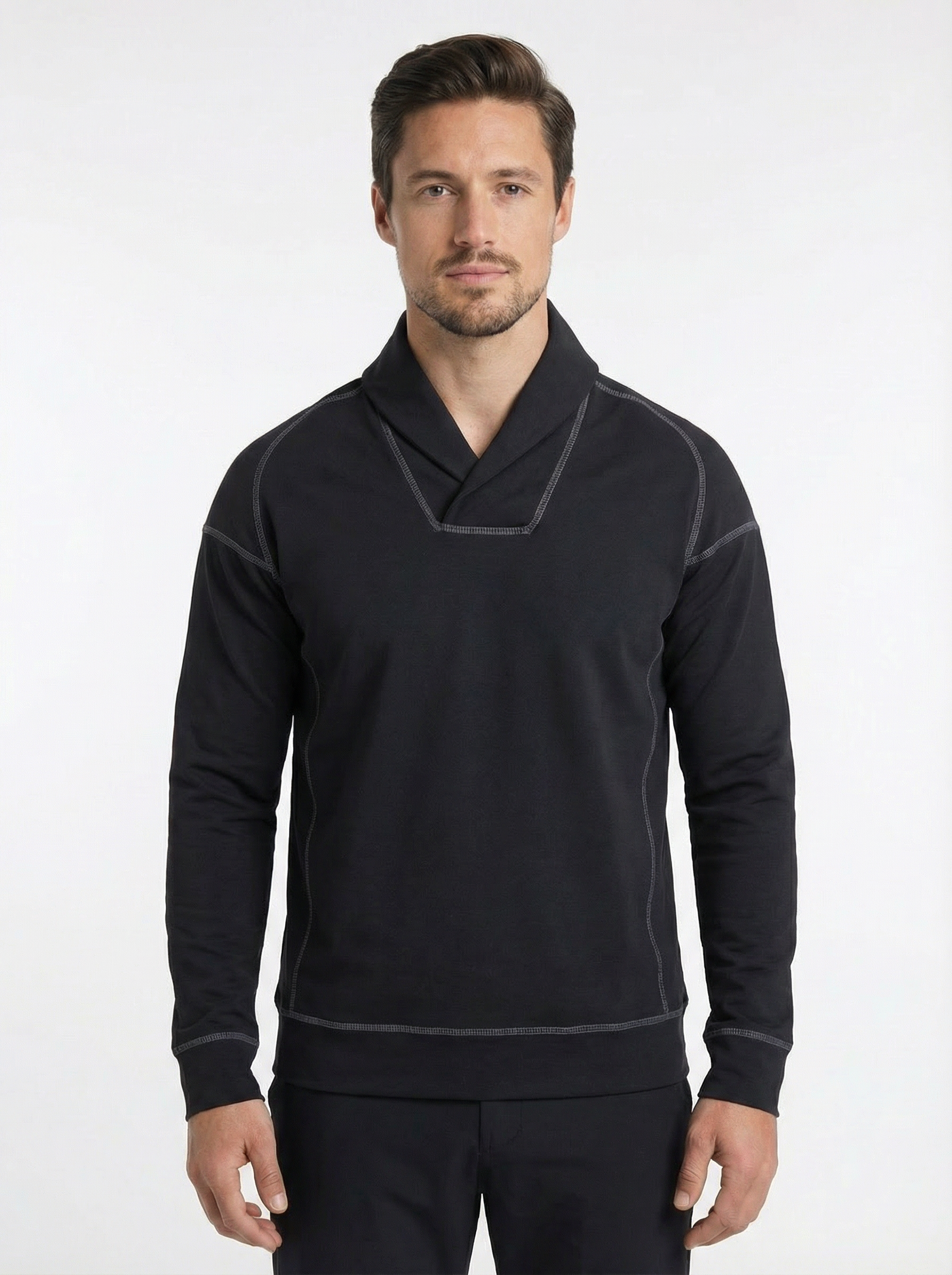 Men's Wicking Performance™ Shawl Collar Pullover - Black