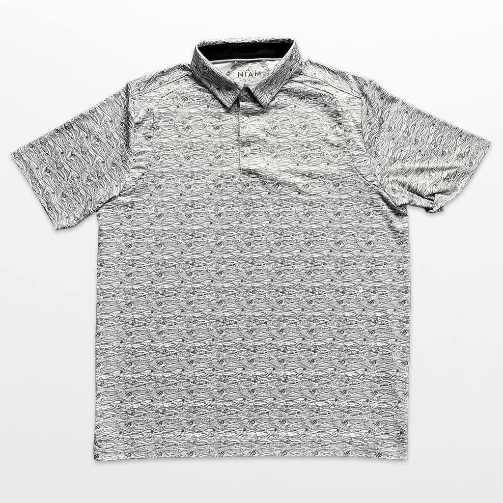 Men's 3 Button Gray Wave Polo with SwingFree™ Performance