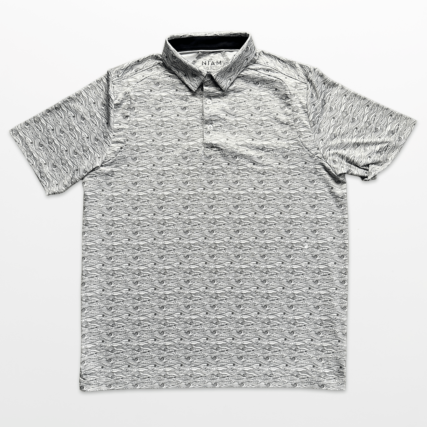 Men's 3 Button Gray Wave Polo with SwingFree™ Performance