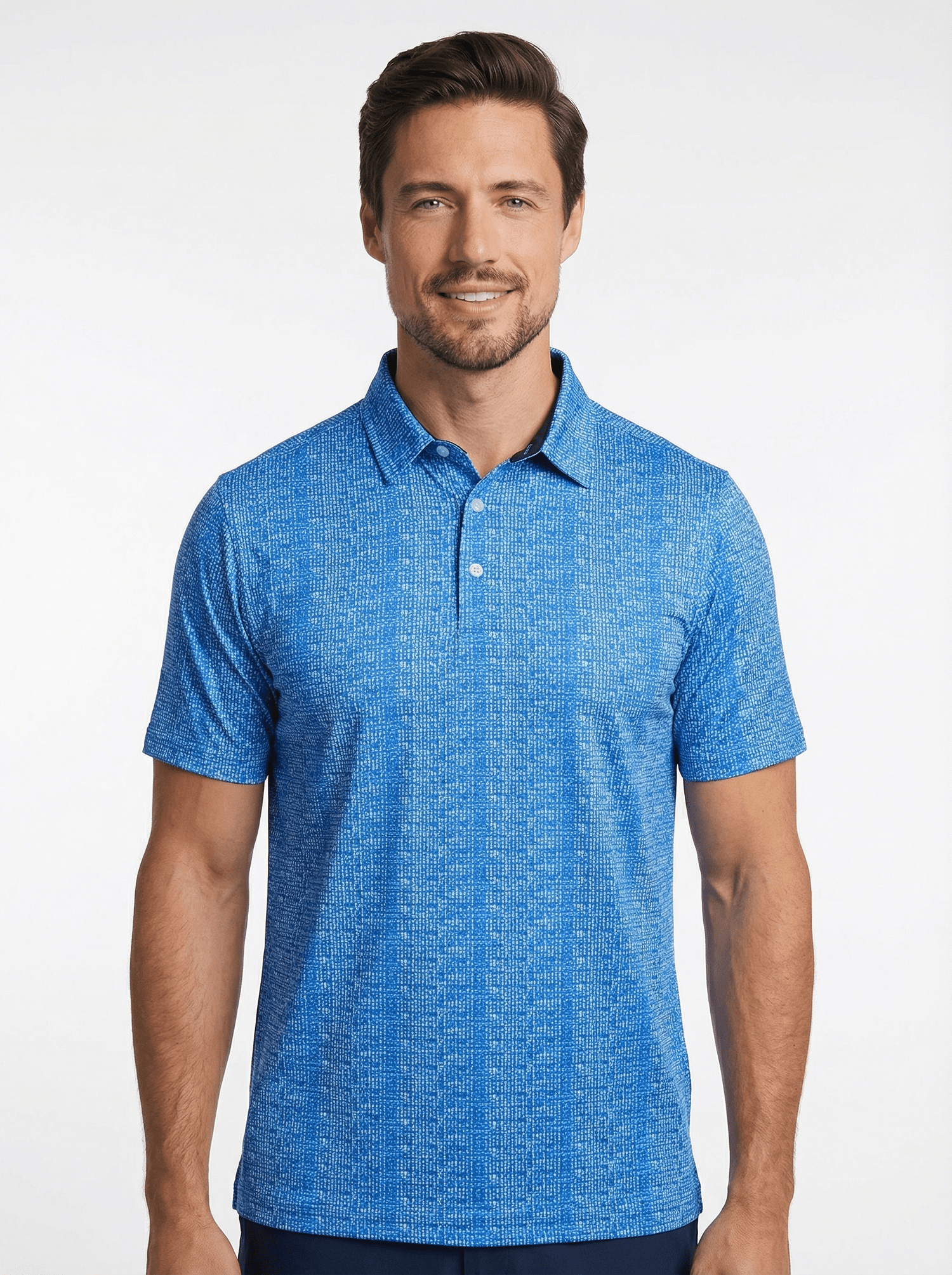 Men's 3 Button Aqua Abstract Polo with SwingFree™ Performance