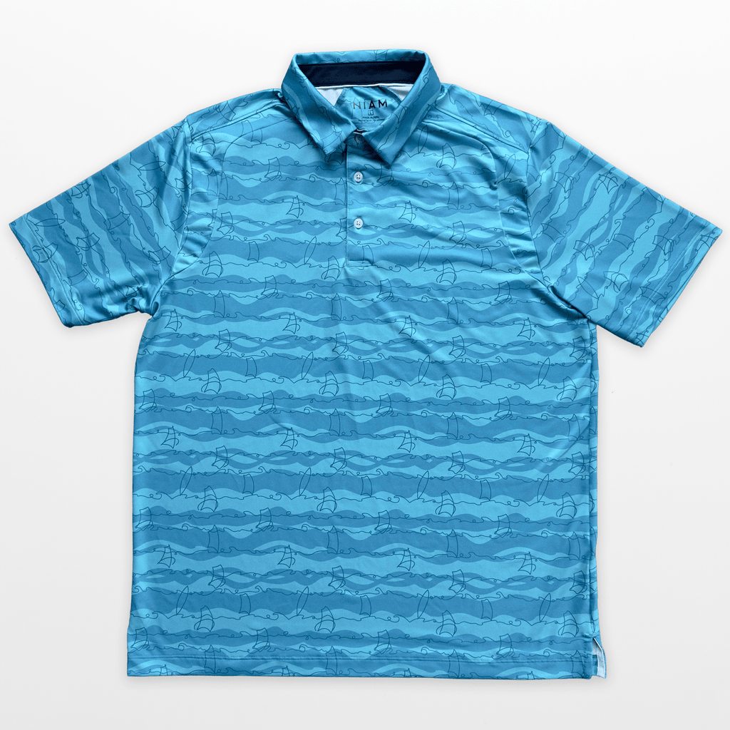 Men's 3 Button Aqua Green Wind Surf Polo with SwingFree™ Performance