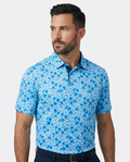 Men's Performance Hawaiian Floral Polo - Aqua
