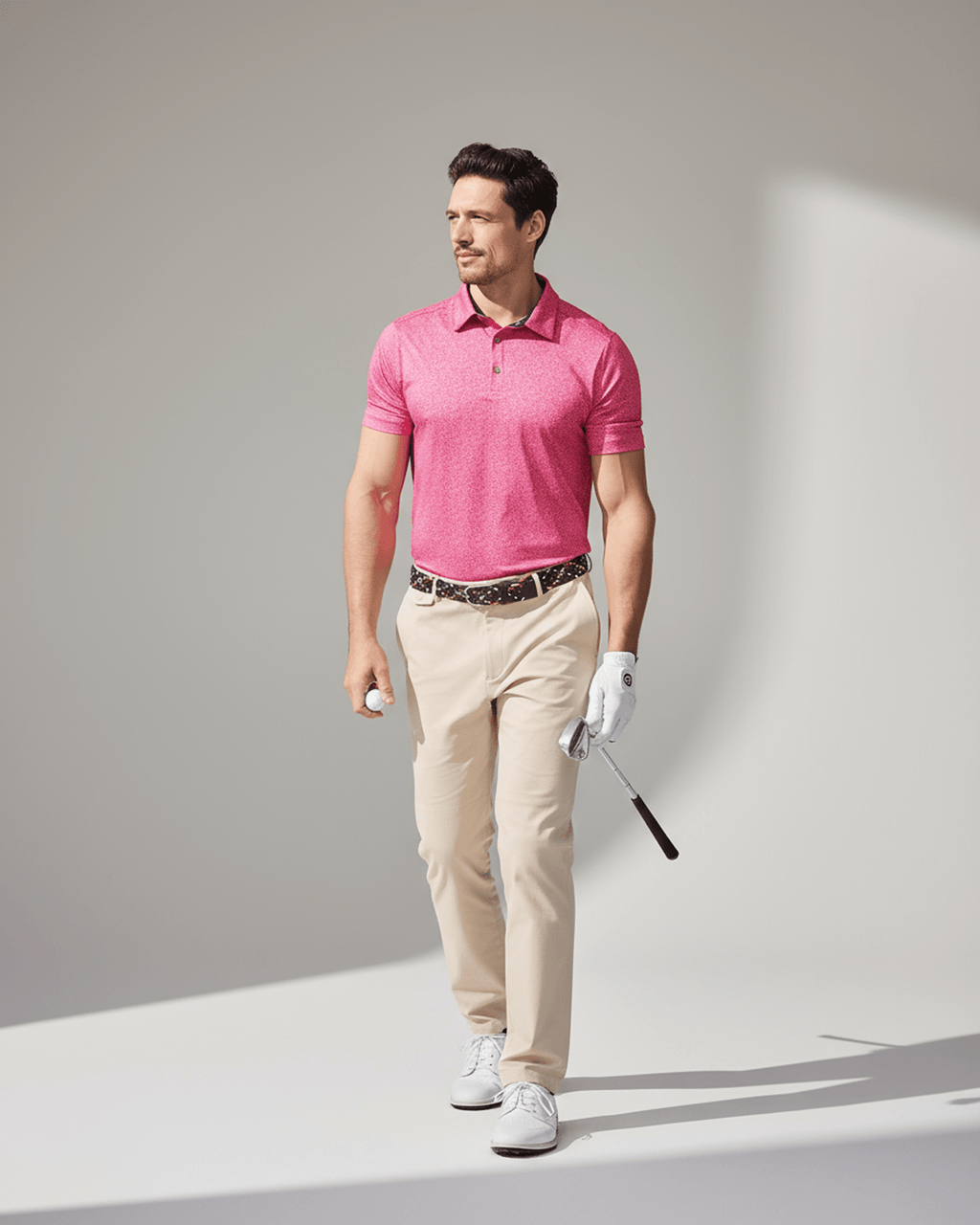 Men's 3 Button Red Floral Polo with SwingFree™ Performance