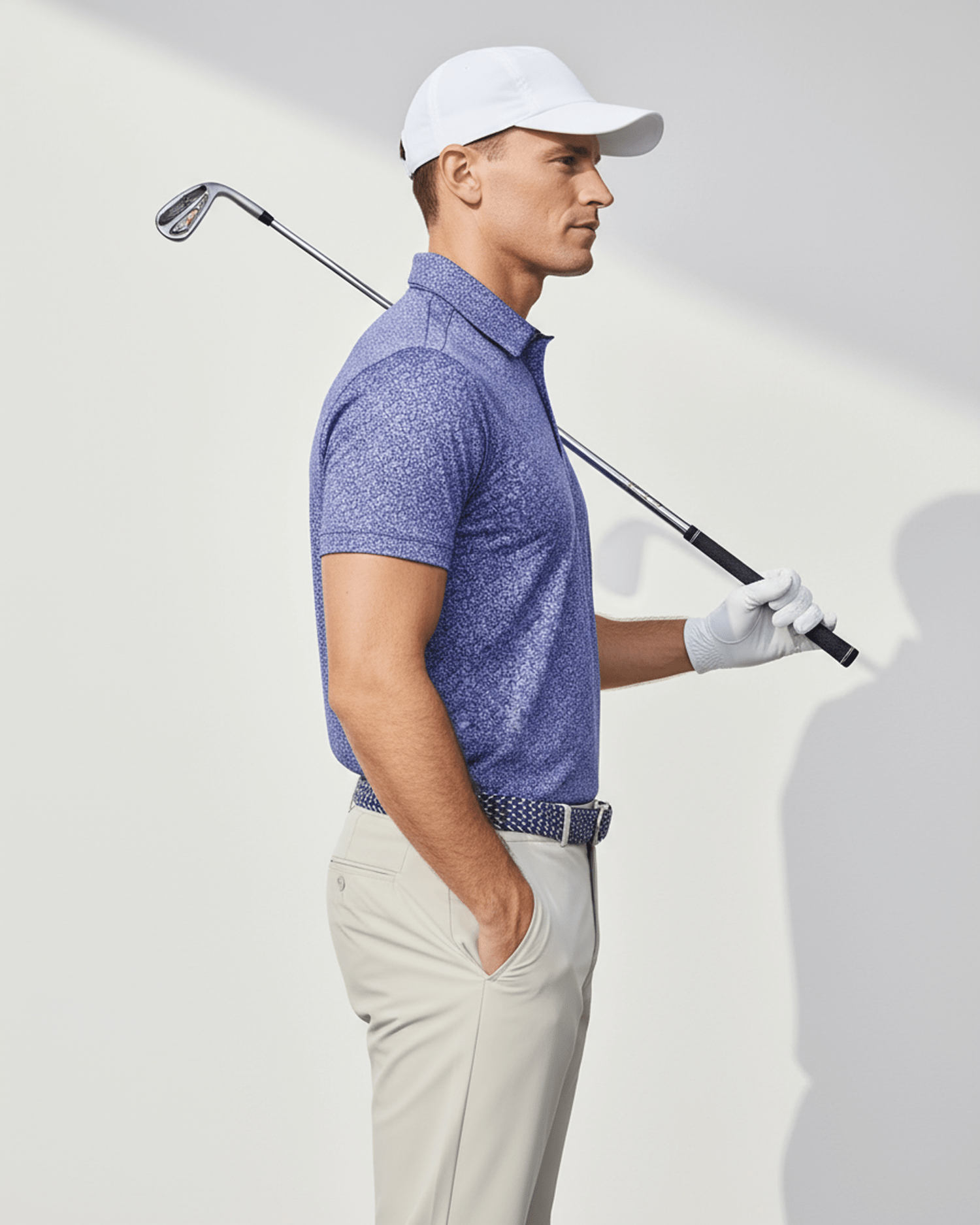 Men's 3 Button Lavender Floral Polo with SwingFree™ Performance