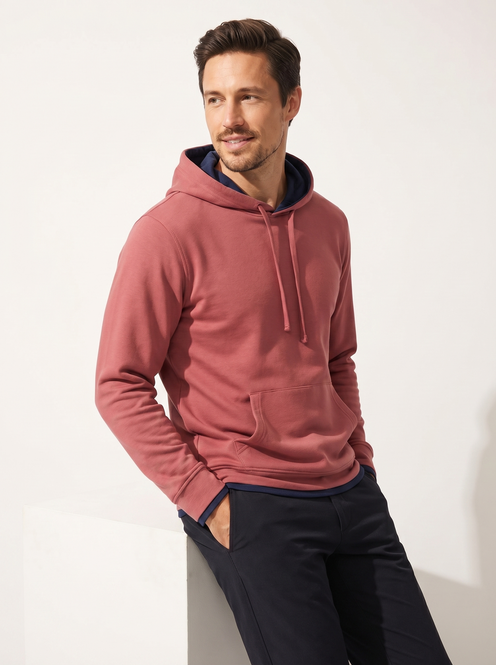 Men's Peruvian Cotton Reversible Hoodie - Red / Navy