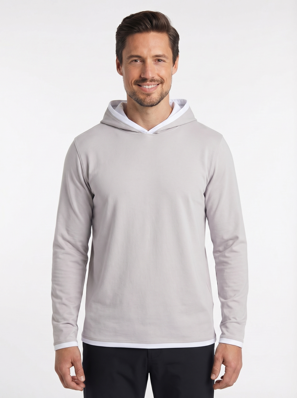 Men's Peruvian Cotton Reversible Hoodie - White / Grey