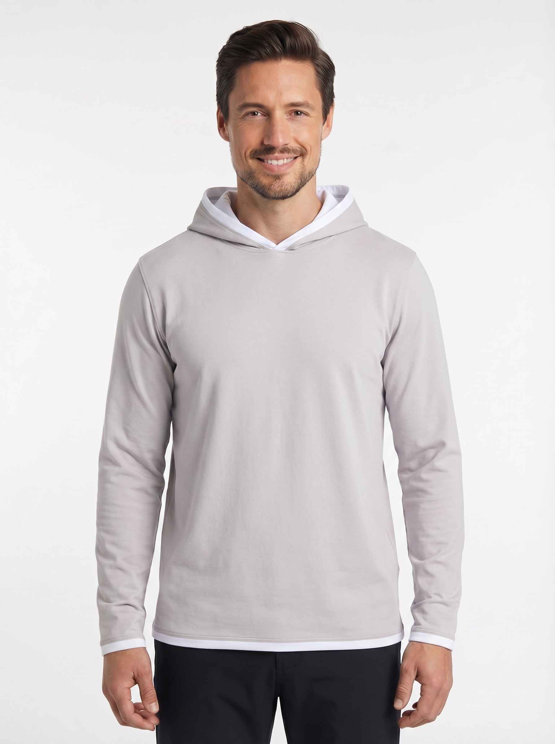 Men's Peruvian Cotton Reversible Hoodie - White / Grey